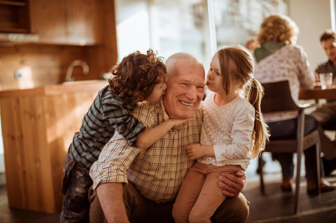 family older man children home